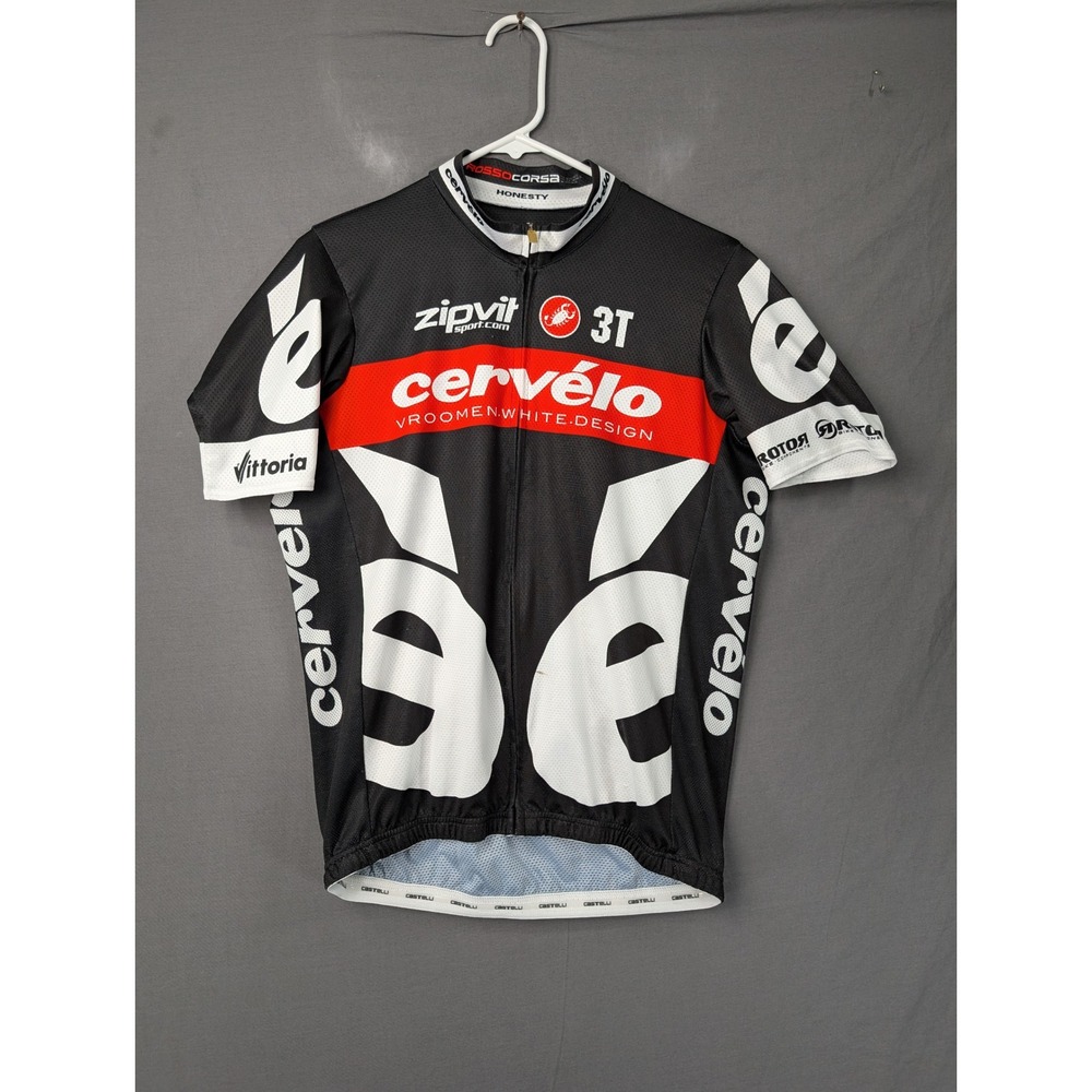 Castelli Cervelo Test Team Cycling Jersey Mens XXL Black White Red Full Zip
